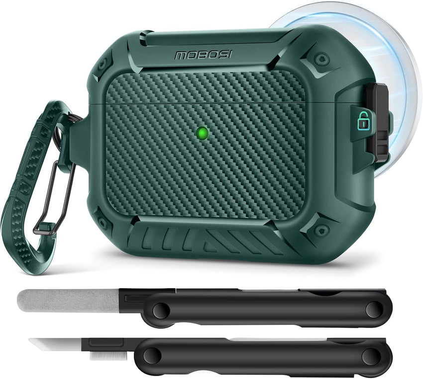 AirPods Case with Lock & Keychain & Cleaner Kit