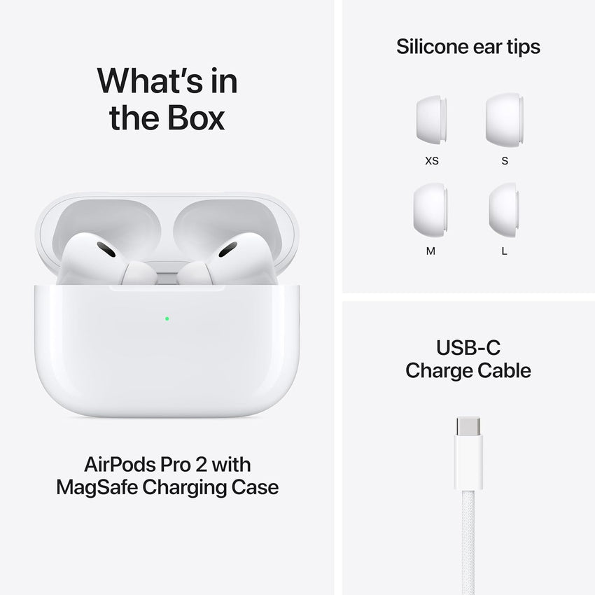 AirPods Pro (2nd generation) with MagSafe Case (USB-C) Bluetooth  (White, True Wireless) With One Year Warranty