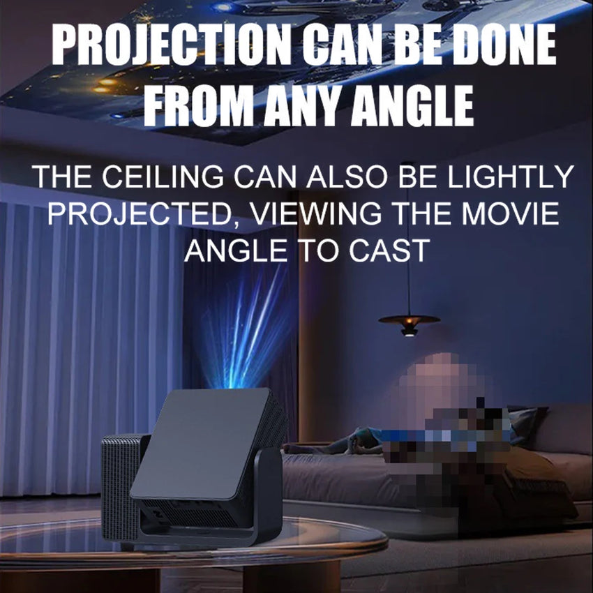 DAMI3C HT30 Portable Singing Projector | Mini Android Projector with Dual Microphones | 4K Support, WiFi, Bluetooth | Home & Outdoor Theater + Family KTV